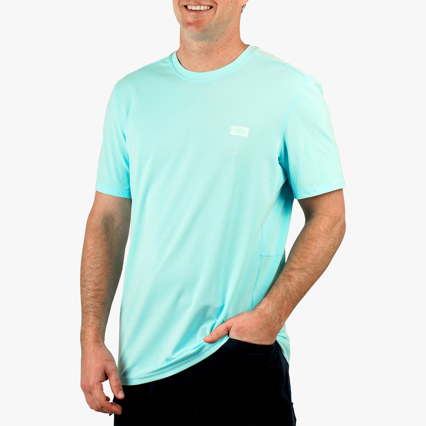 AFTCO Air O Mesh Breathable Fishing Shirt Shoreline Blue Heather