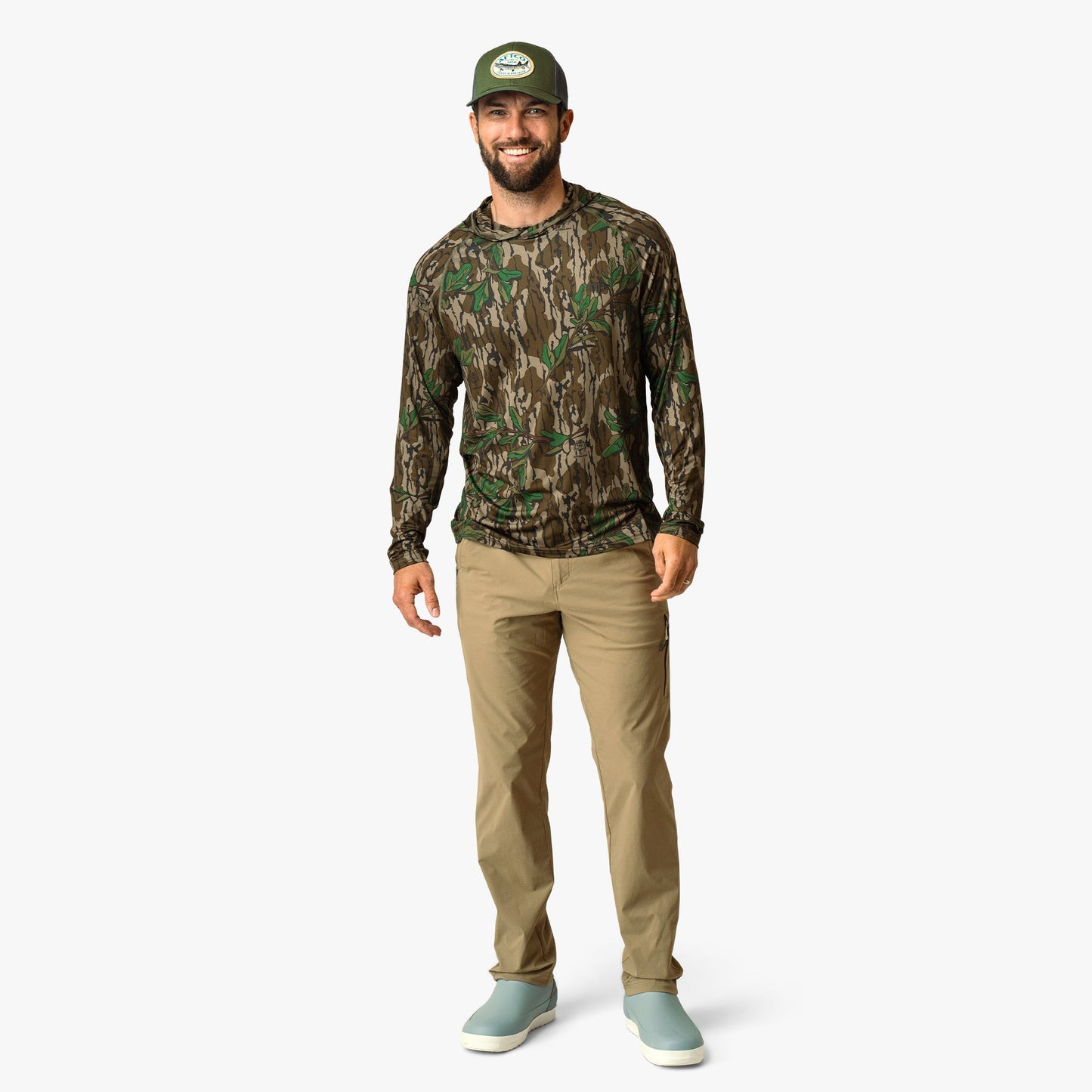 AFTCO Mossy Oak® Camo Performance Hood Green Leaf