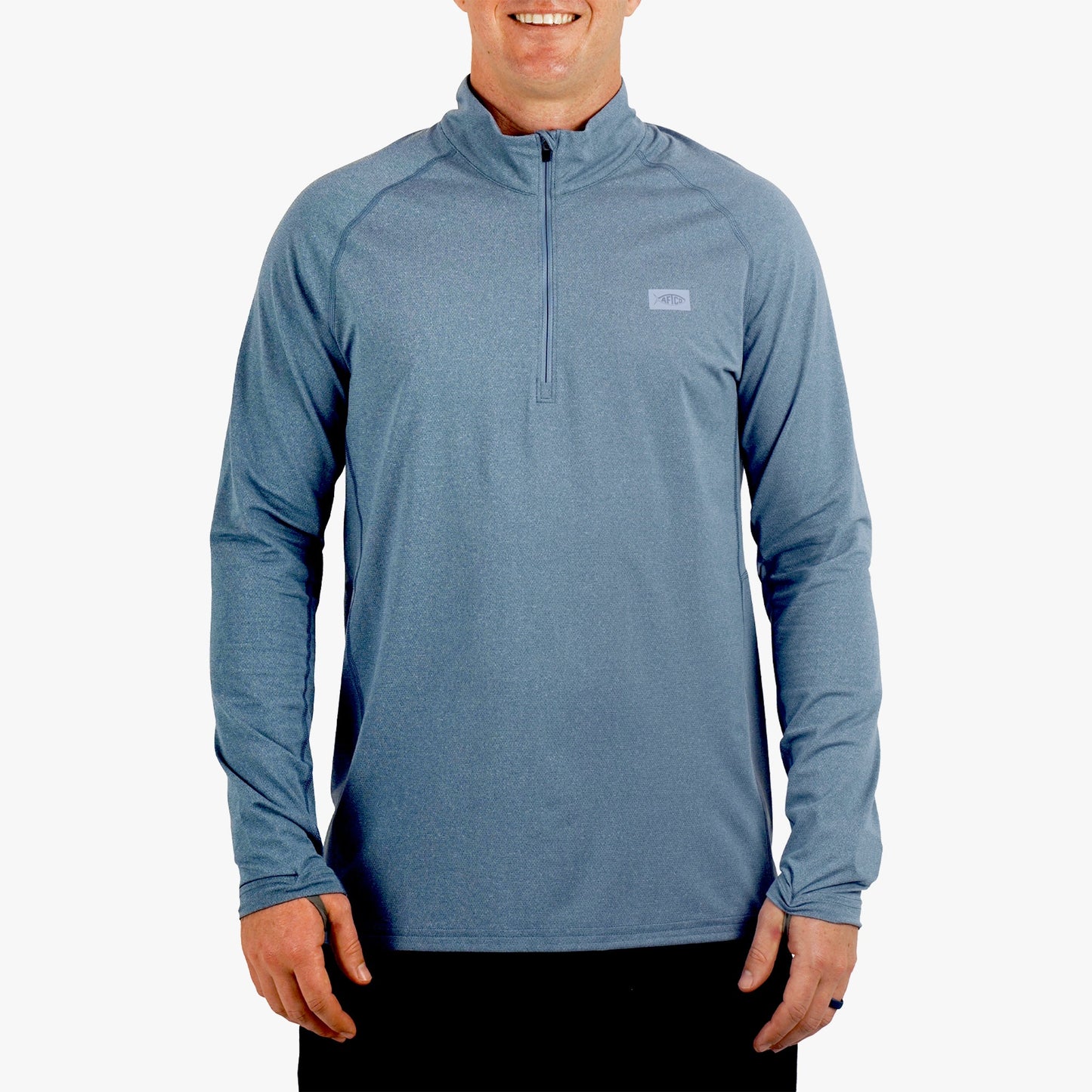 AFTCO Air O Mesh 1/4 Zip Performance Shirt Bering Sea Heather