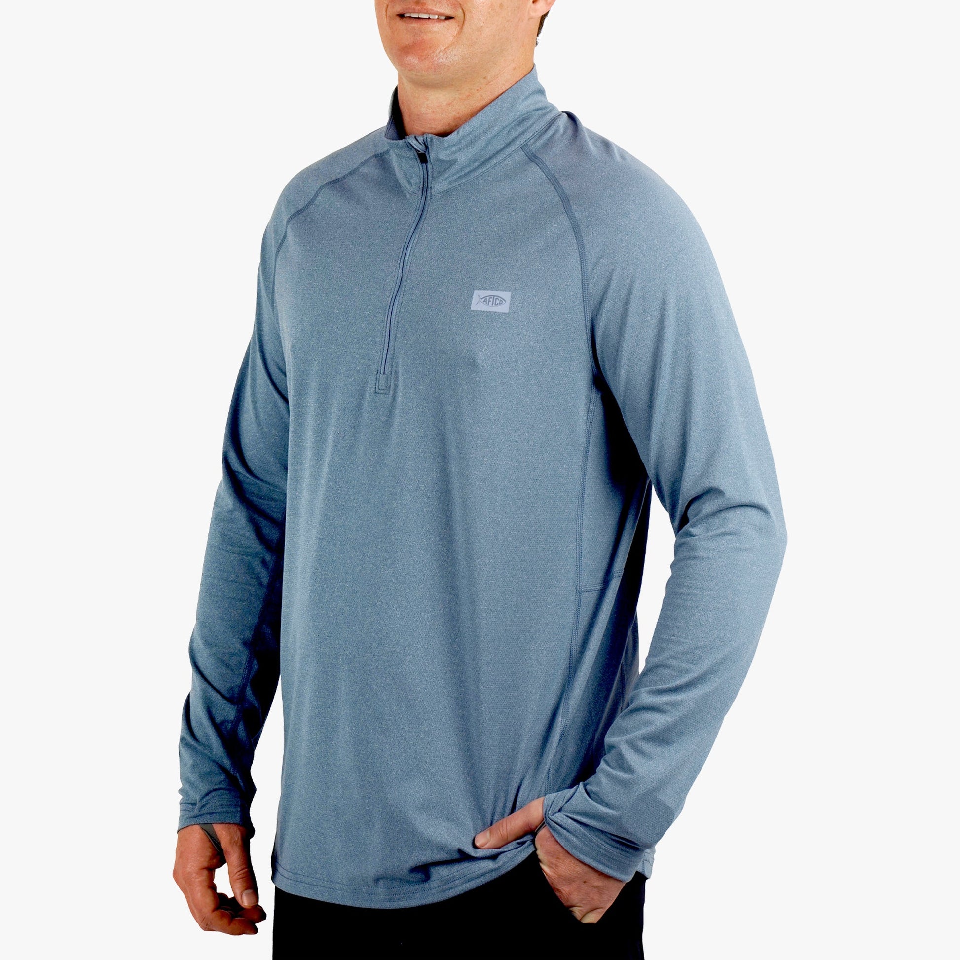 AFTCO Air O Mesh 1/4 Zip Performance Shirt Bering Sea Heather