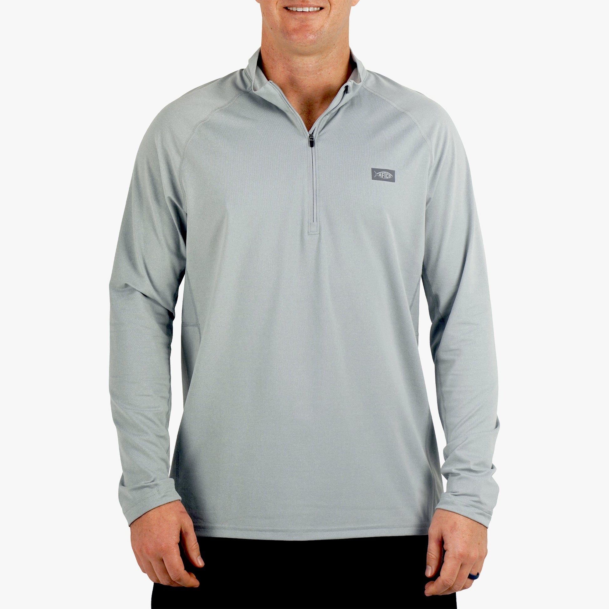 AFTCO Air O Mesh 1/4 Zip Performance Shirt Bering Sea Heather