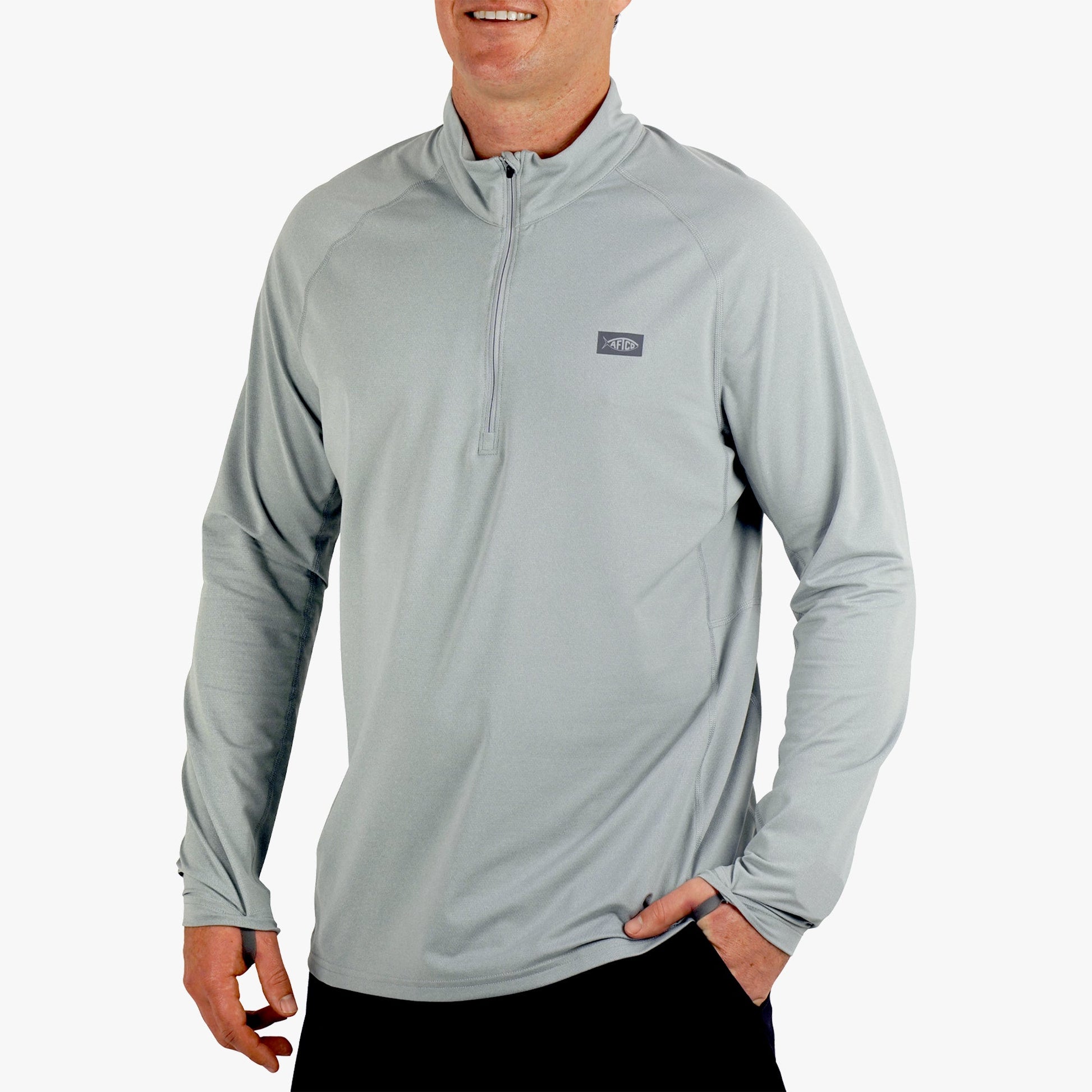 AFTCO Air O Mesh 1/4 Zip Performance Shirt Bering Sea Heather