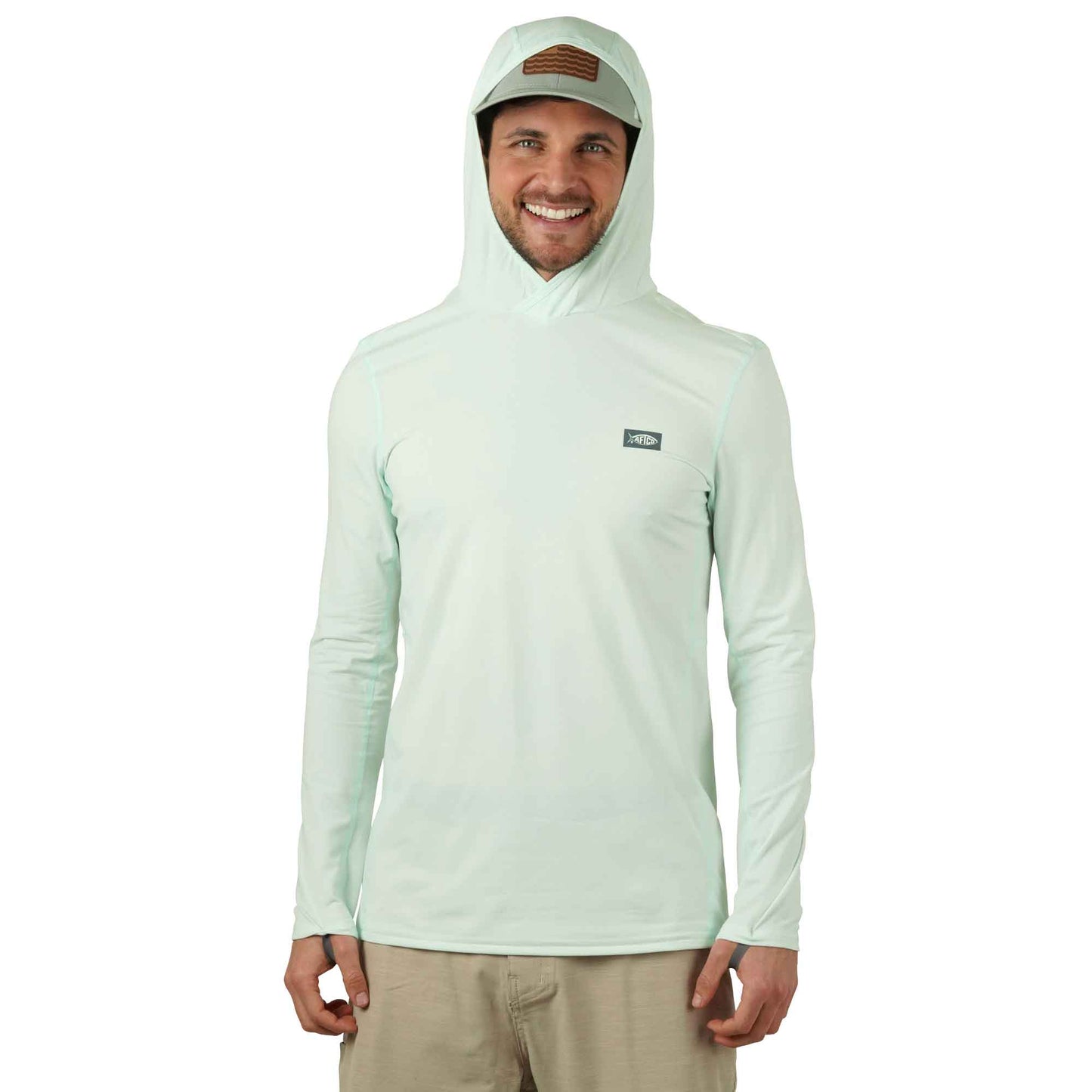 AFTCO Air O Mesh Hooded Fishing Shirt Hint of Mint Heather
