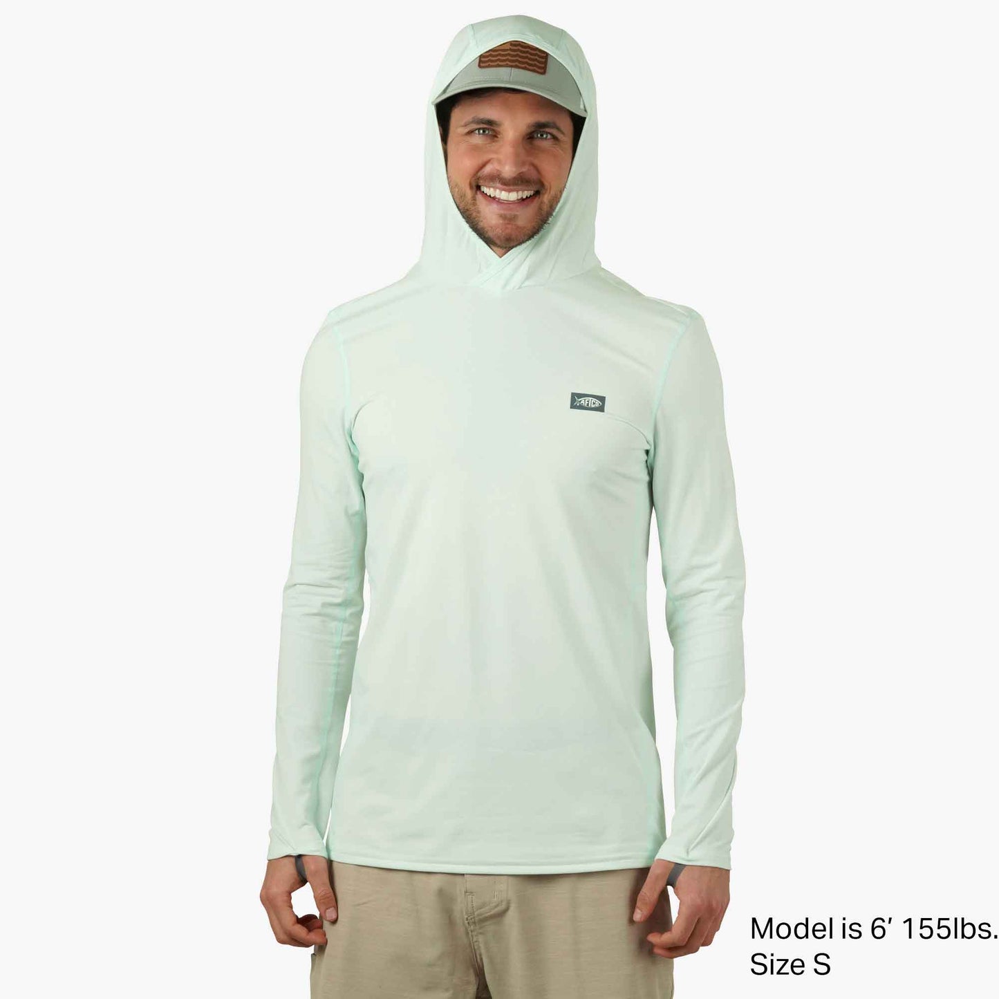 AFTCO Air O Mesh Hooded Fishing Shirt Hint of Mint Heather