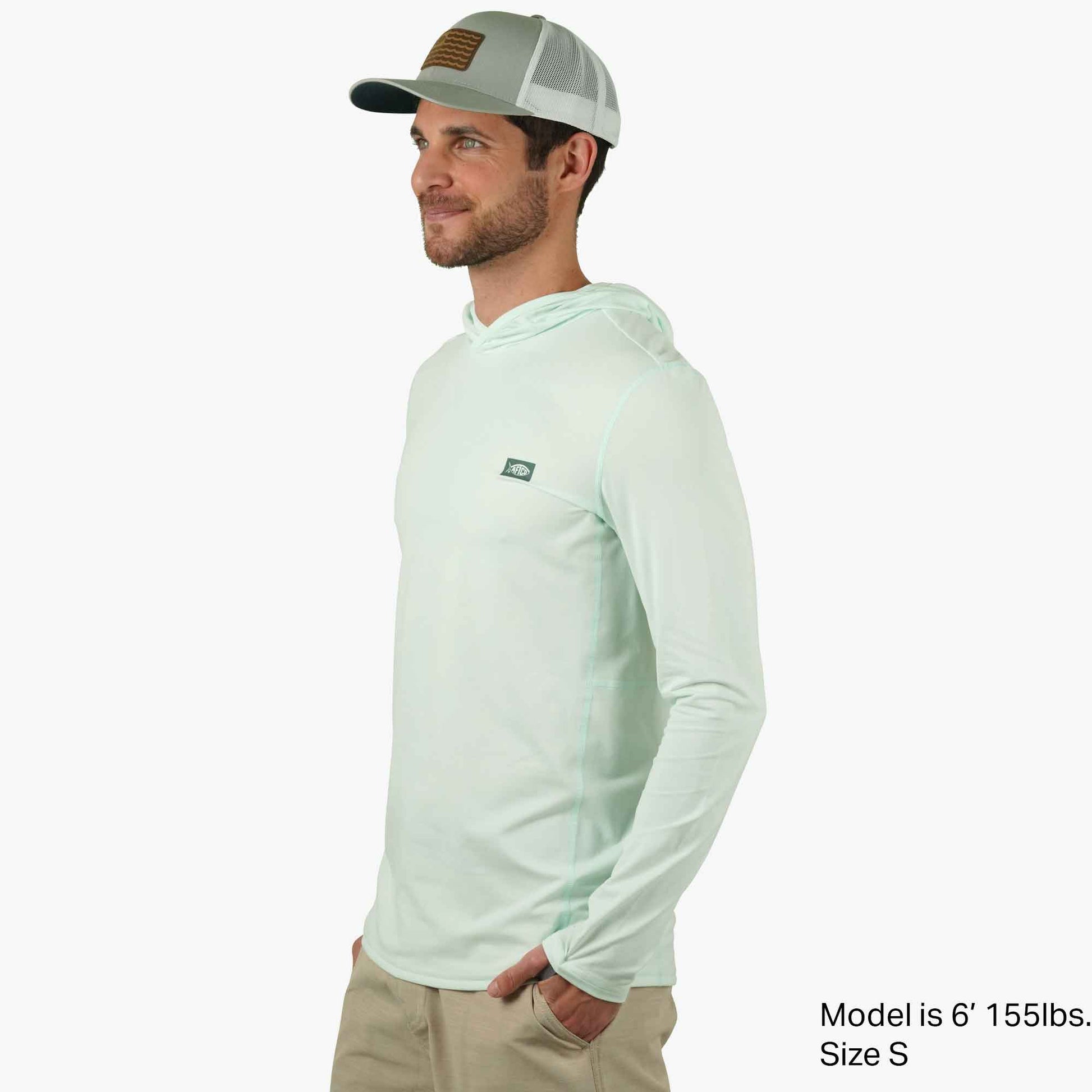 AFTCO Air O Mesh Hooded Fishing Shirt Hint of Mint Heather