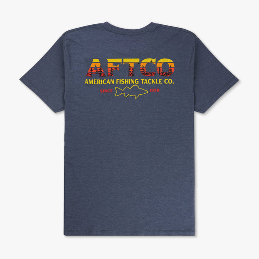 AFTCO Sunset Views SS Fishing T-Shirts Midnight Heather