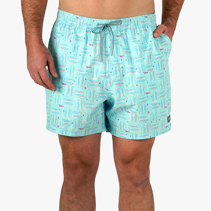 AFTCO Strike Printed Swim Trunks Shoreline Blue
