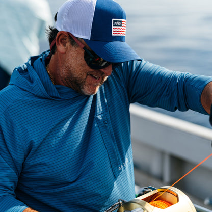 AFTCO Channel Hooded Performance Shirt Air Force Blue