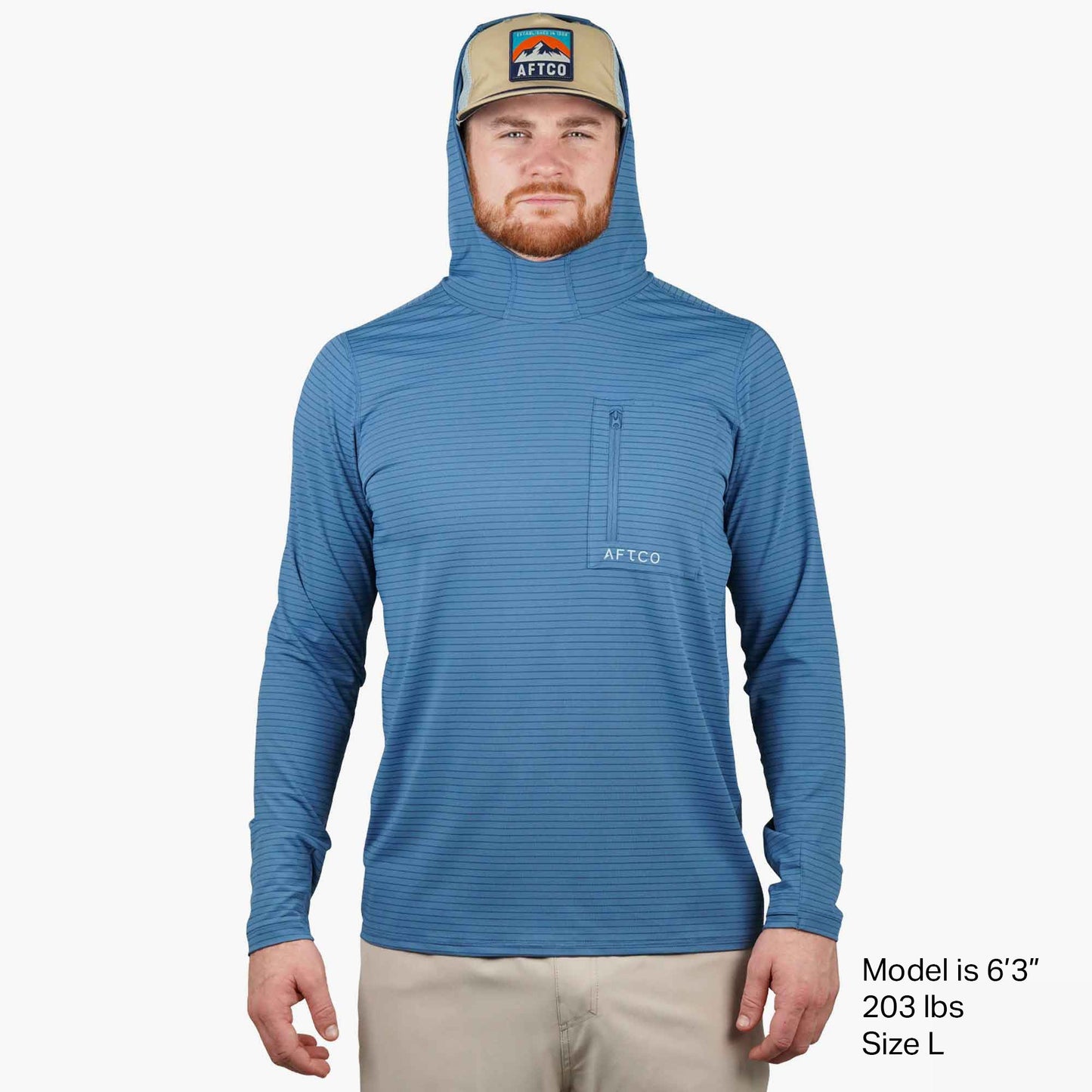 AFTCO Channel Hooded Performance Shirt Air Force Blue