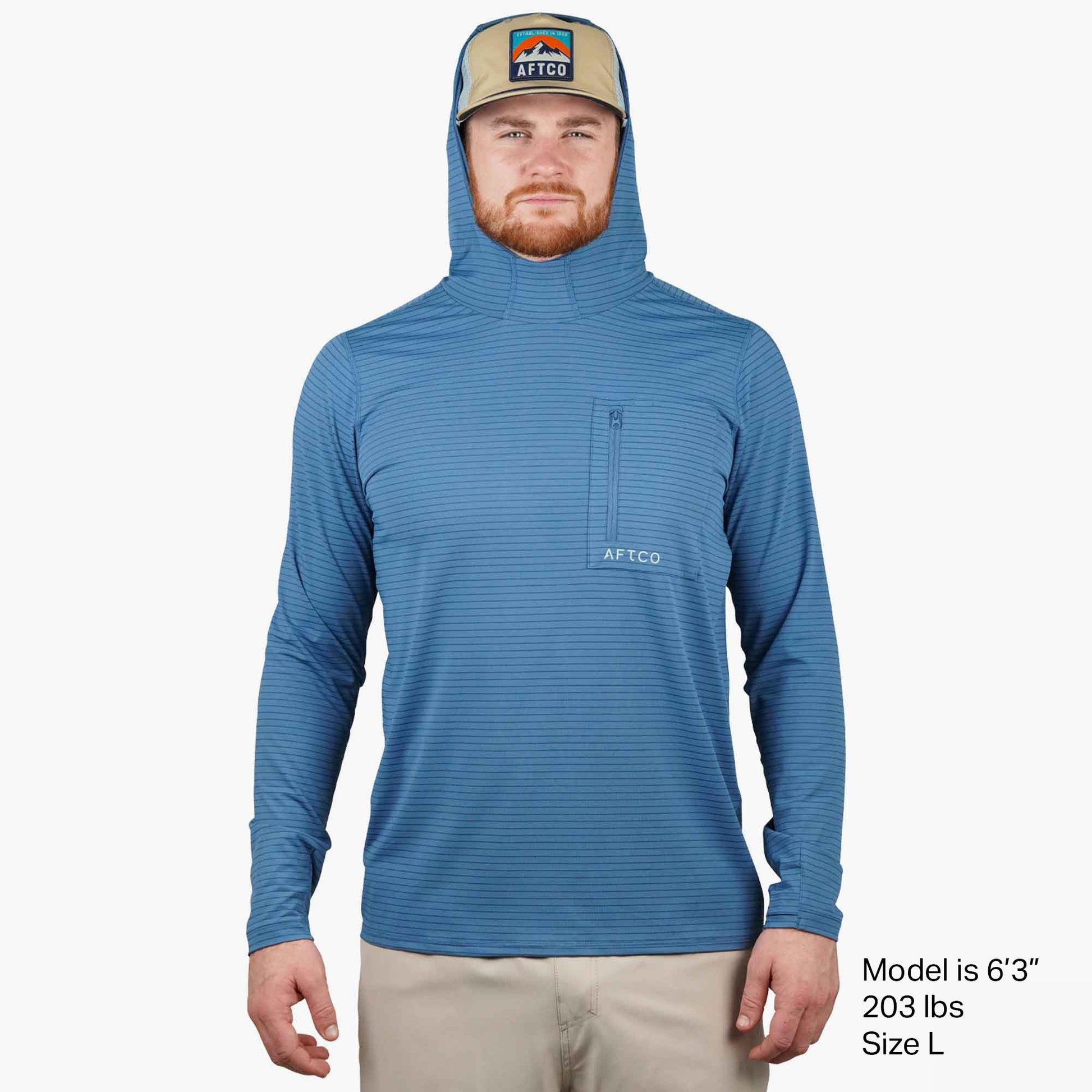 AFTCO Channel Hooded Performance Shirt Air Force Blue