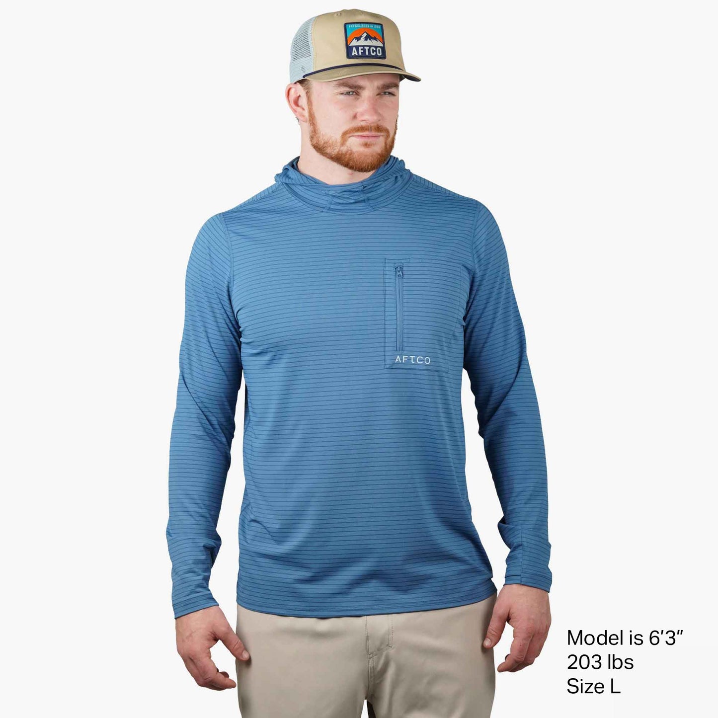 AFTCO Channel Hooded Performance Shirt Air Force Blue