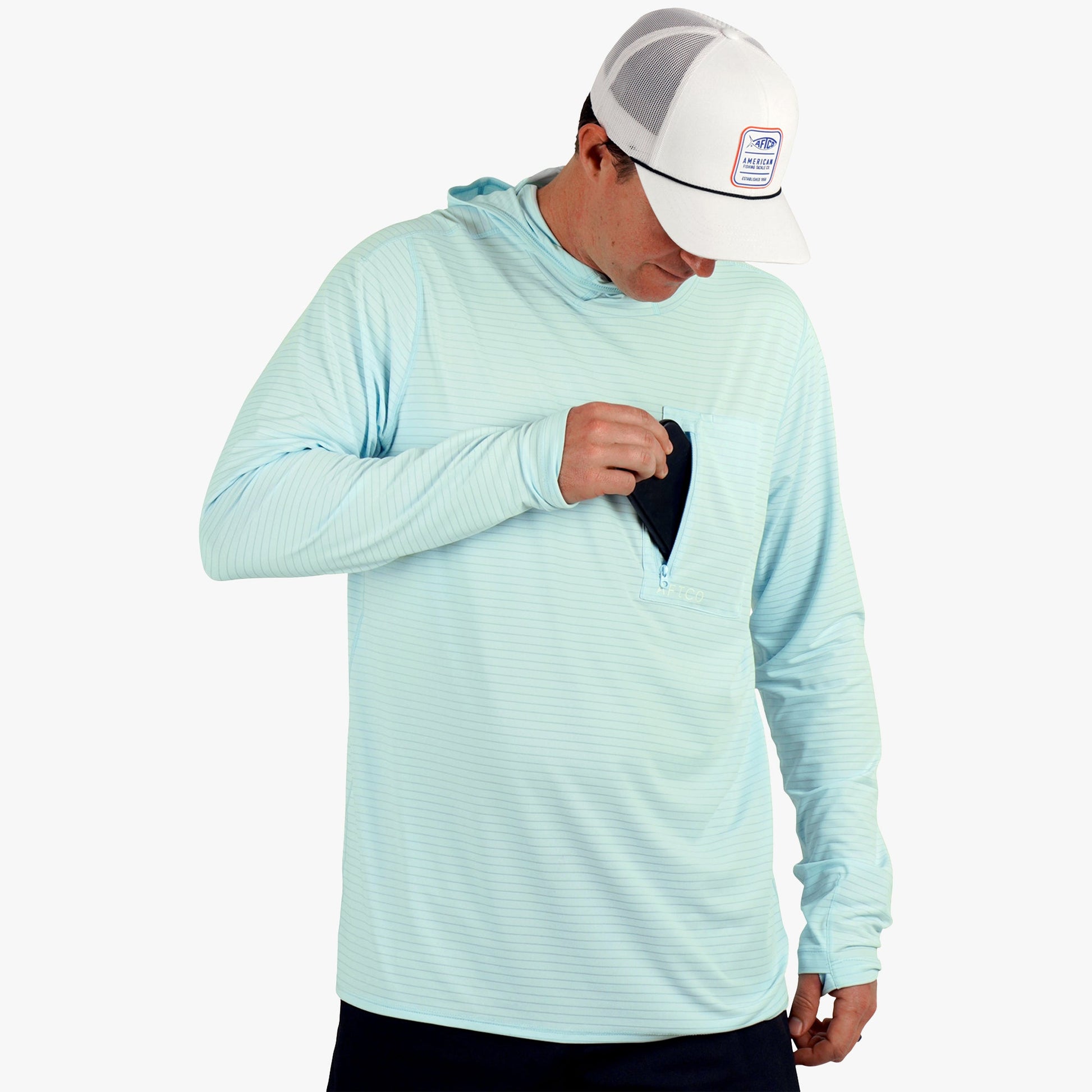 AFTCO Channel Hooded Performance Shirt Air Force Blue