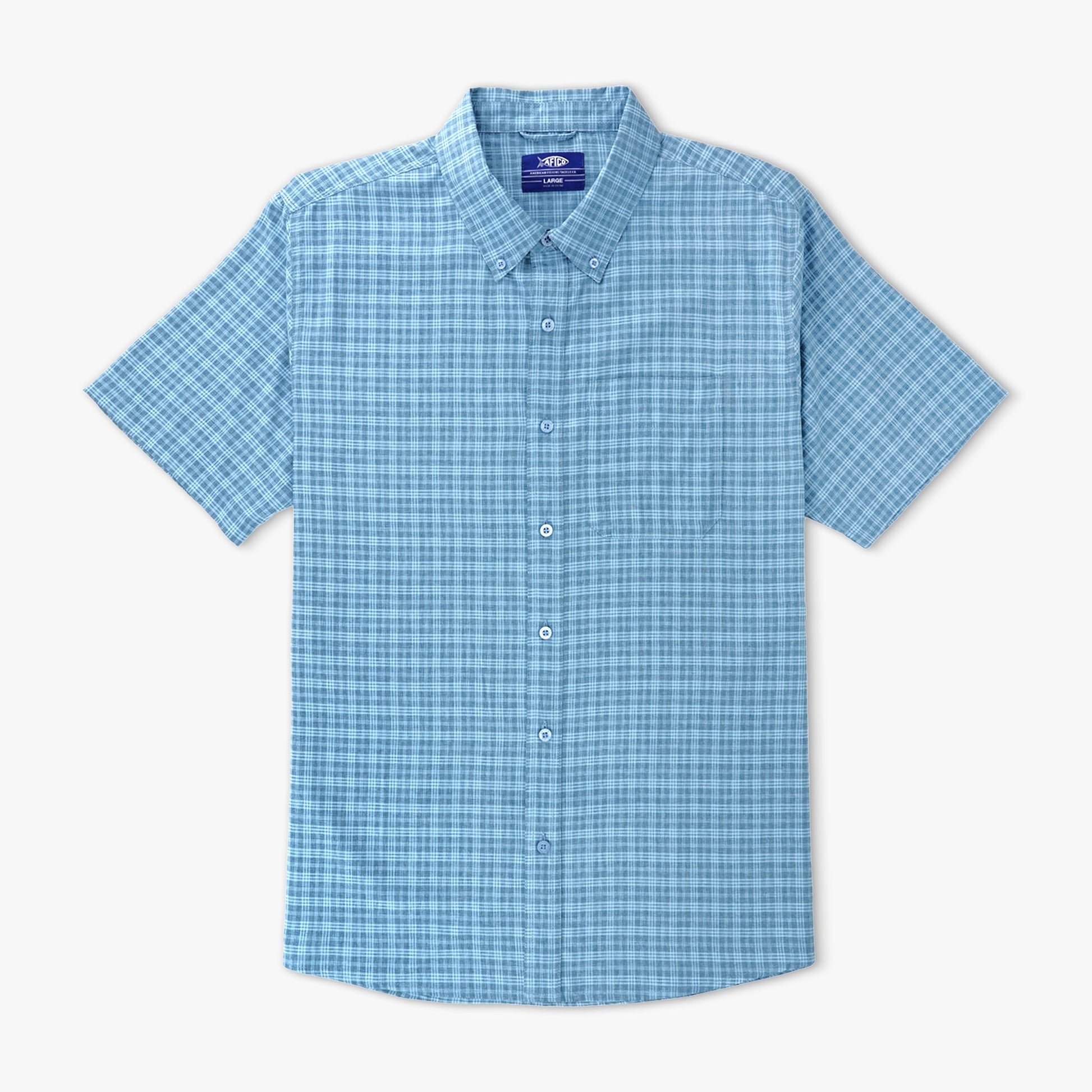 AFTCO Dorsal Short Sleeve Button Down Shirt Air Force Blue