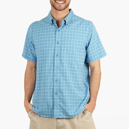 AFTCO Dorsal Short Sleeve Button Down Shirt Air Force Blue