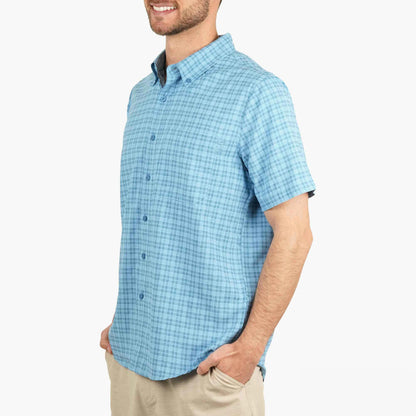 AFTCO Dorsal Short Sleeve Button Down Shirt Air Force Blue