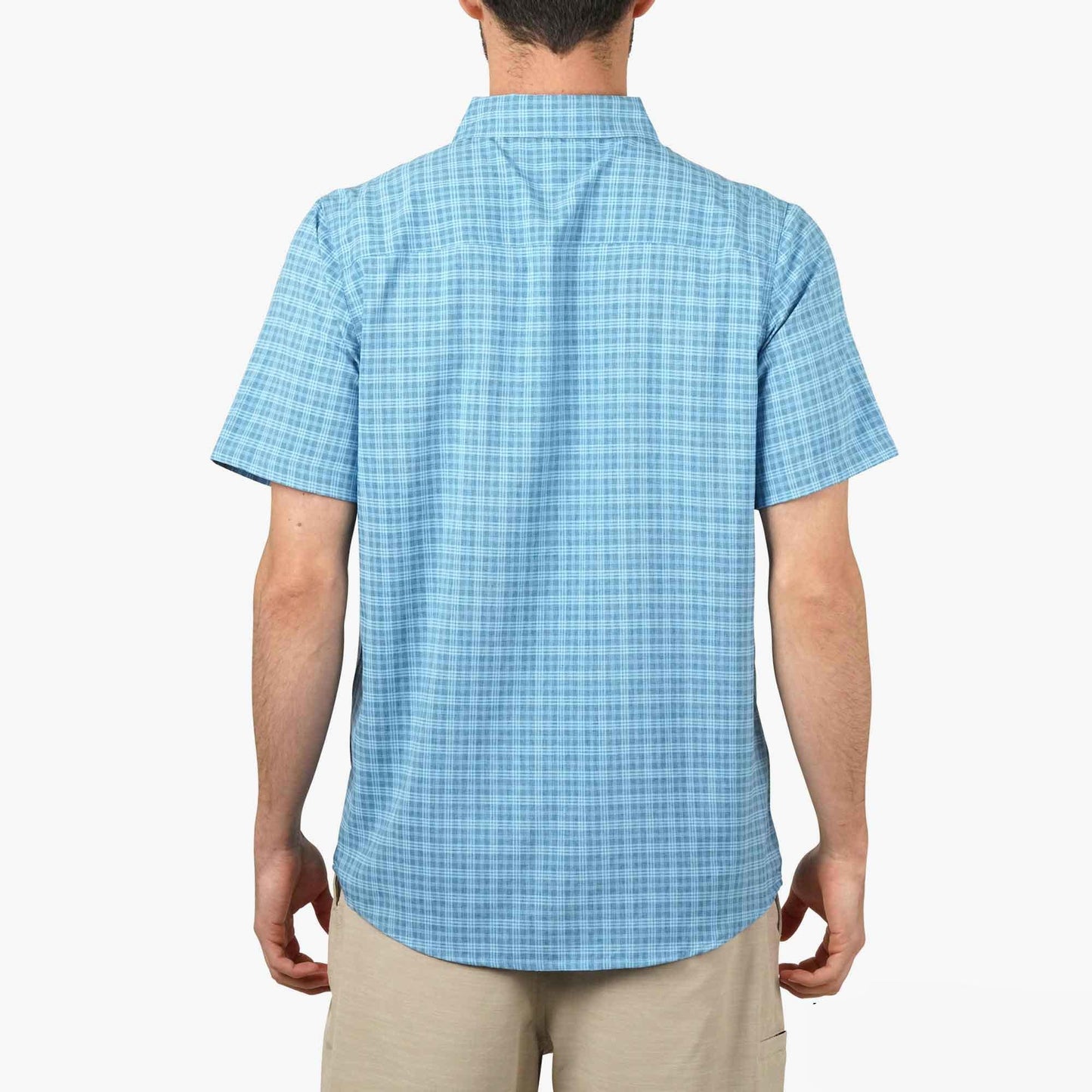AFTCO Dorsal Short Sleeve Button Down Shirt Air Force Blue