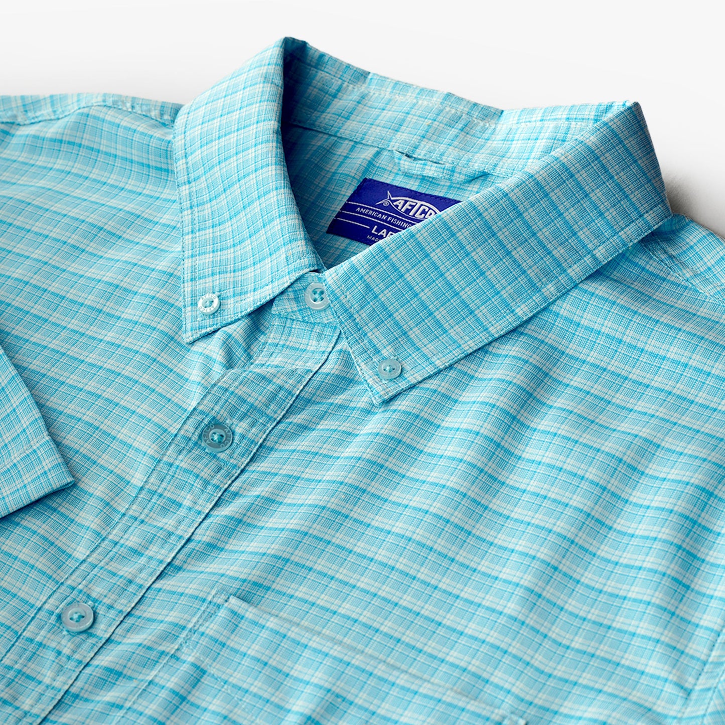 AFTCO Dorsal Short Sleeve Button Down Shirt Air Force Blue