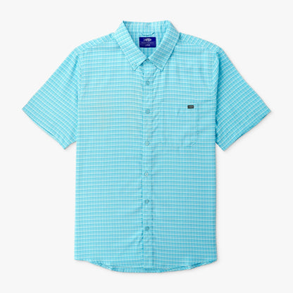 AFTCO Dorsal Short Sleeve Button Down Shirt Air Force Blue