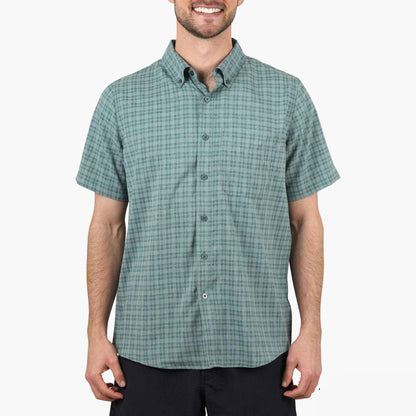 AFTCO Dorsal Short Sleeve Button Down Shirt Air Force Blue