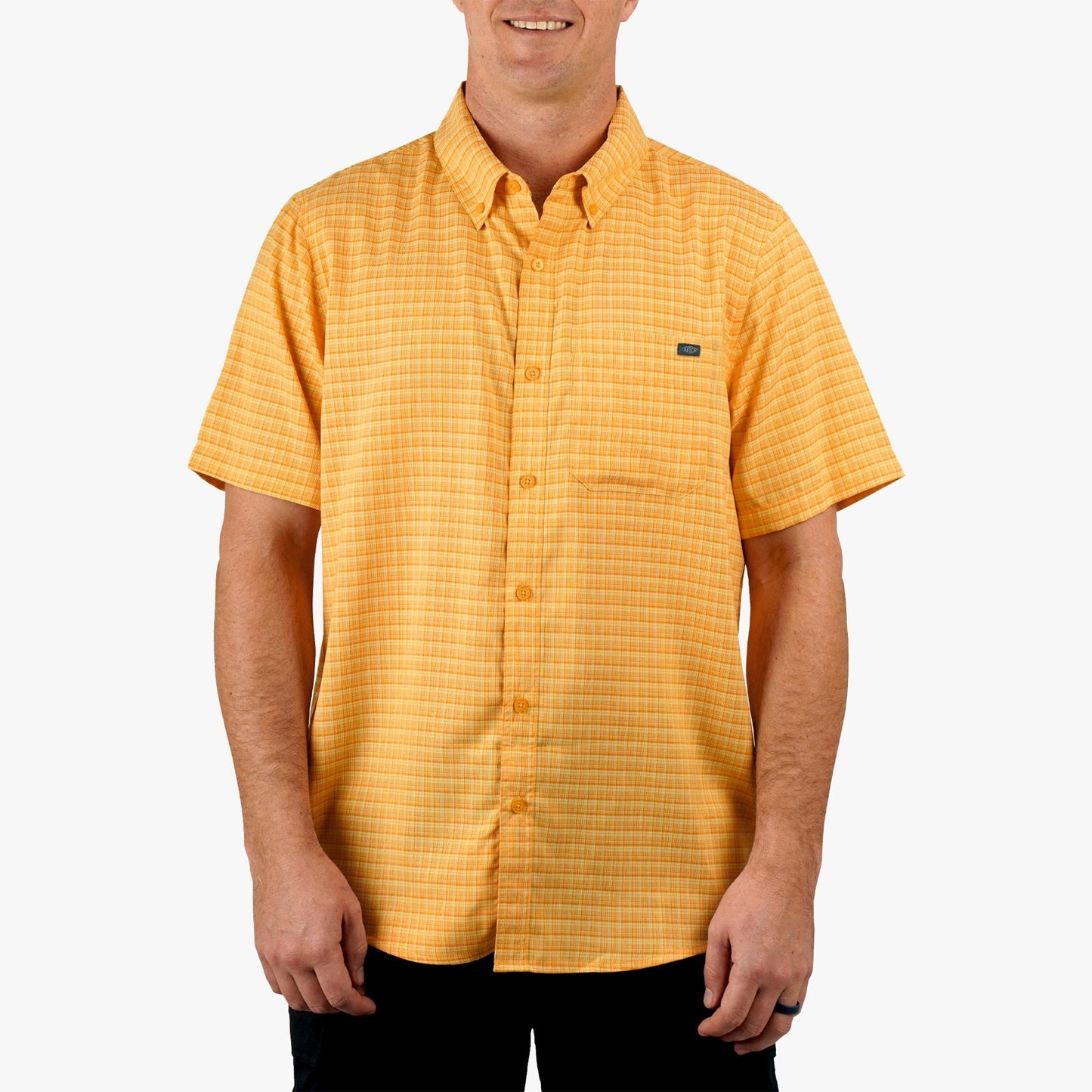 AFTCO Dorsal Short Sleeve Button Down Shirt Air Force Blue