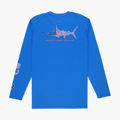 AFTCO Jigfish Americana LS Performance Fishing Shirt Moulting Craw