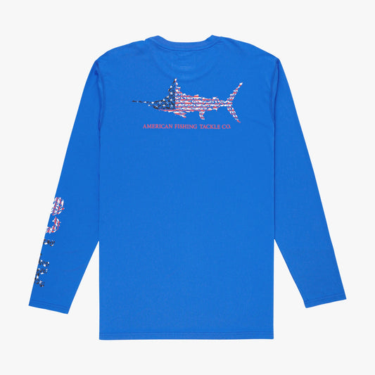 AFTCO Jigfish Americana LS Performance Fishing Shirt Moulting Craw