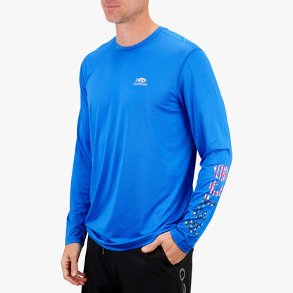 AFTCO Jigfish Americana LS Performance Fishing Shirt Moulting Craw
