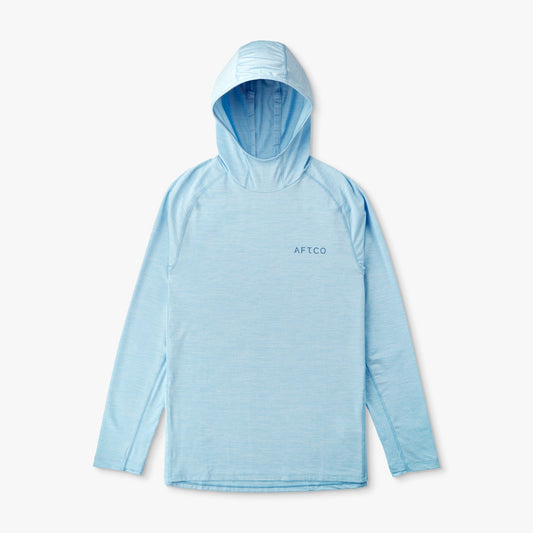 AFTCO Adapt Phase Change Hooded Fishing Shirt Airy Blue Heather