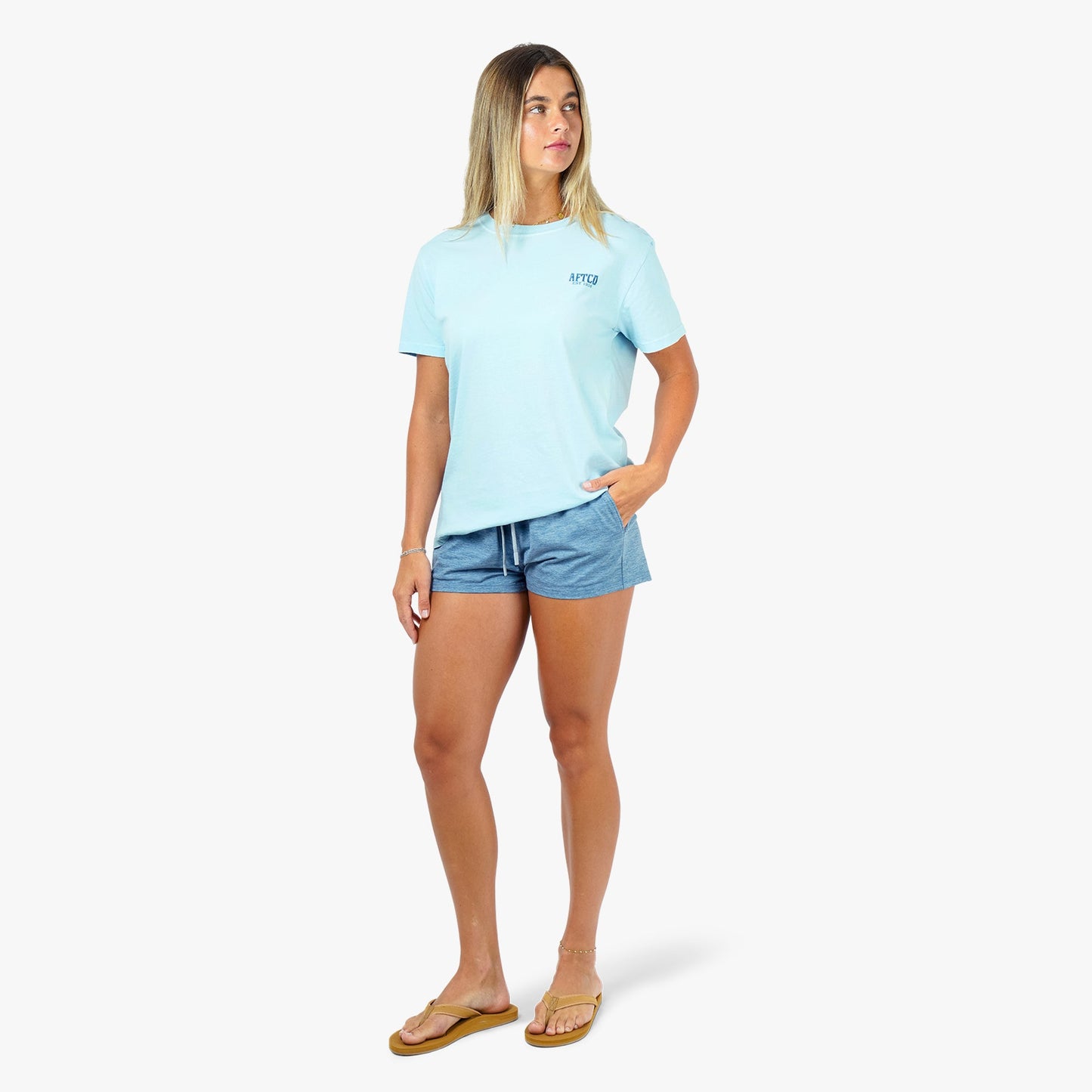 AFTCO Women's Inlet Short Sleeve Fishing T-Shirt Light Blue