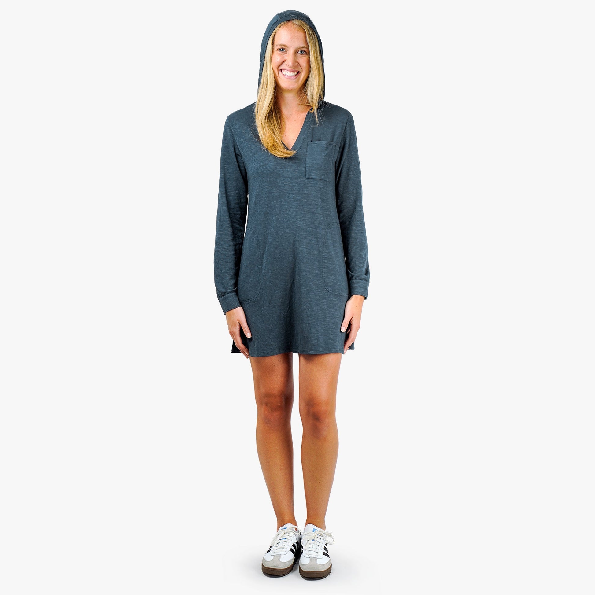 AFTCO Women's Cloud Knit Hooded Fishing Cover Up Ink Heather