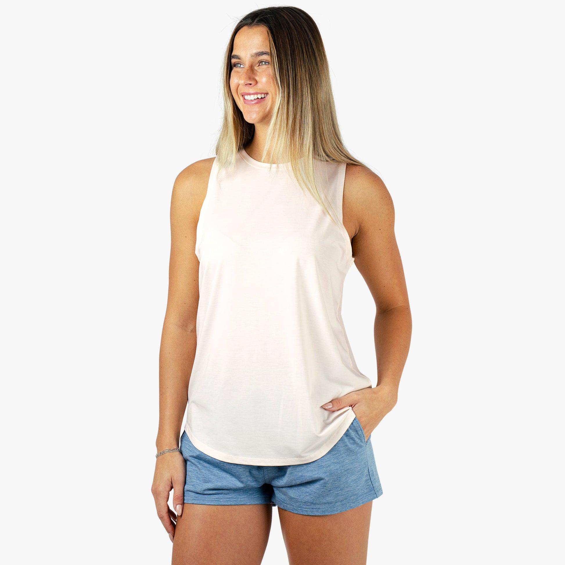 AFTCO Women's Ocean Bound Performance Tank Blush Heather