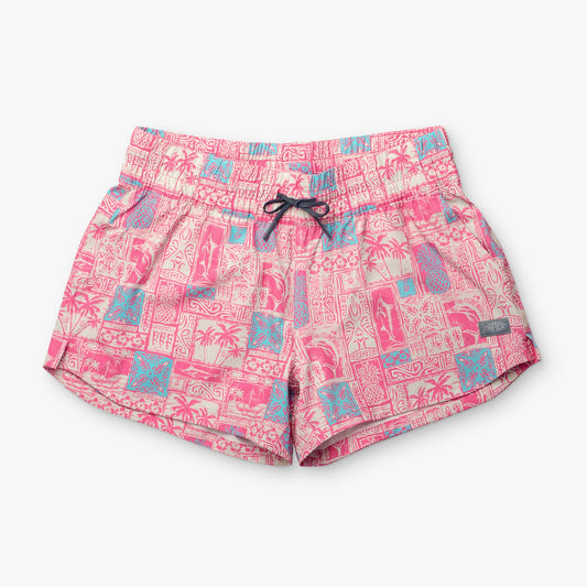 AFTCO Women's Strike Printed Swim Shorts Flamingo Pink