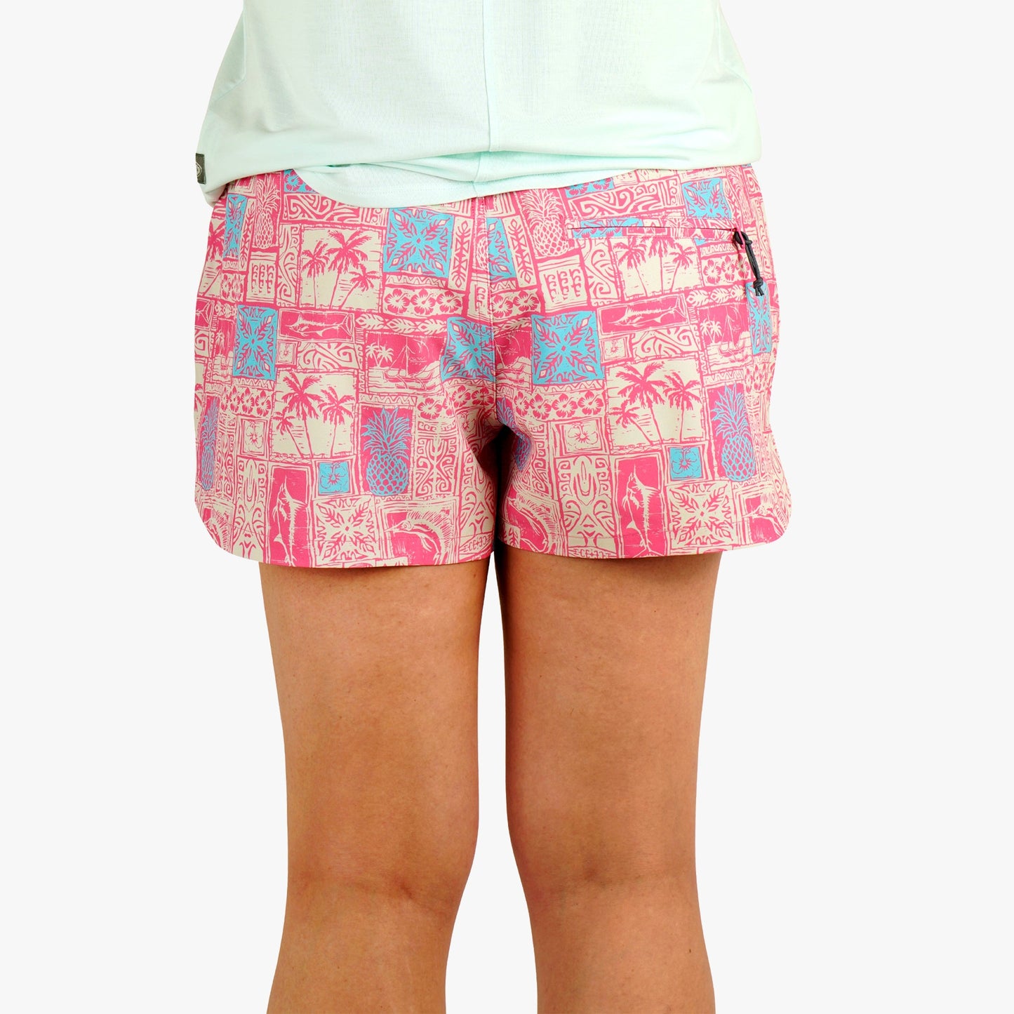 AFTCO Women's Strike Printed Swim Shorts Flamingo Pink