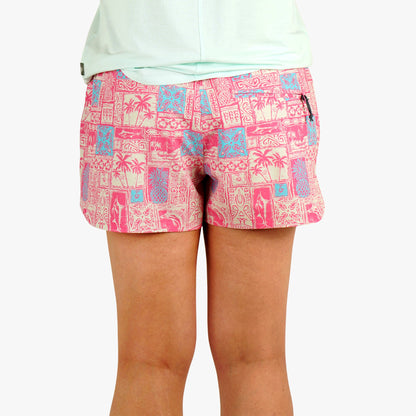 AFTCO Women's Strike Printed Swim Shorts Flamingo Pink