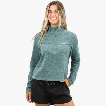 AFTCO Women's Coastal Layer 1/4 Zip Fishing Pullover Steel Heather