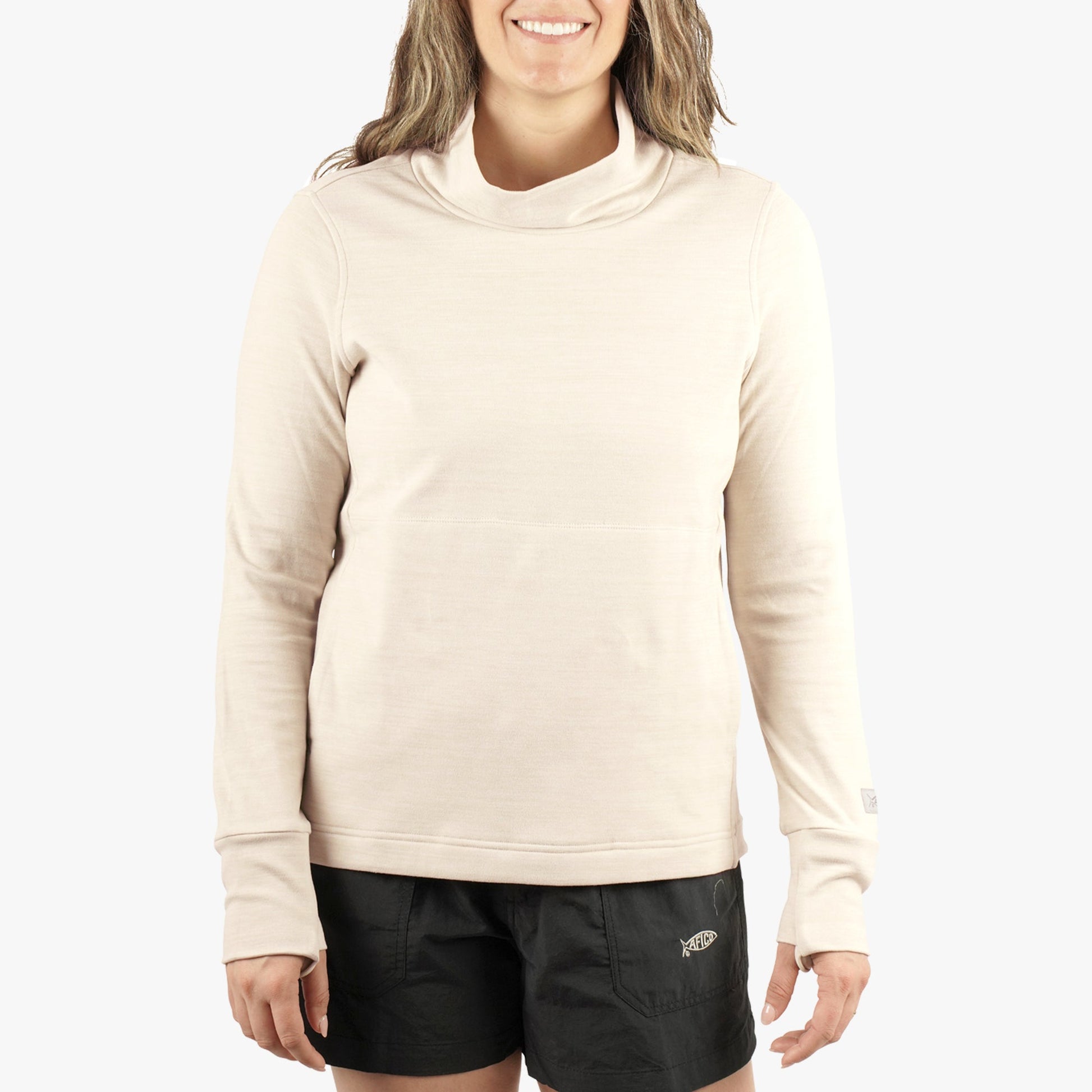 AFTCO Women's Coastal Layer Funnel Neck Sweater Pelican Heather