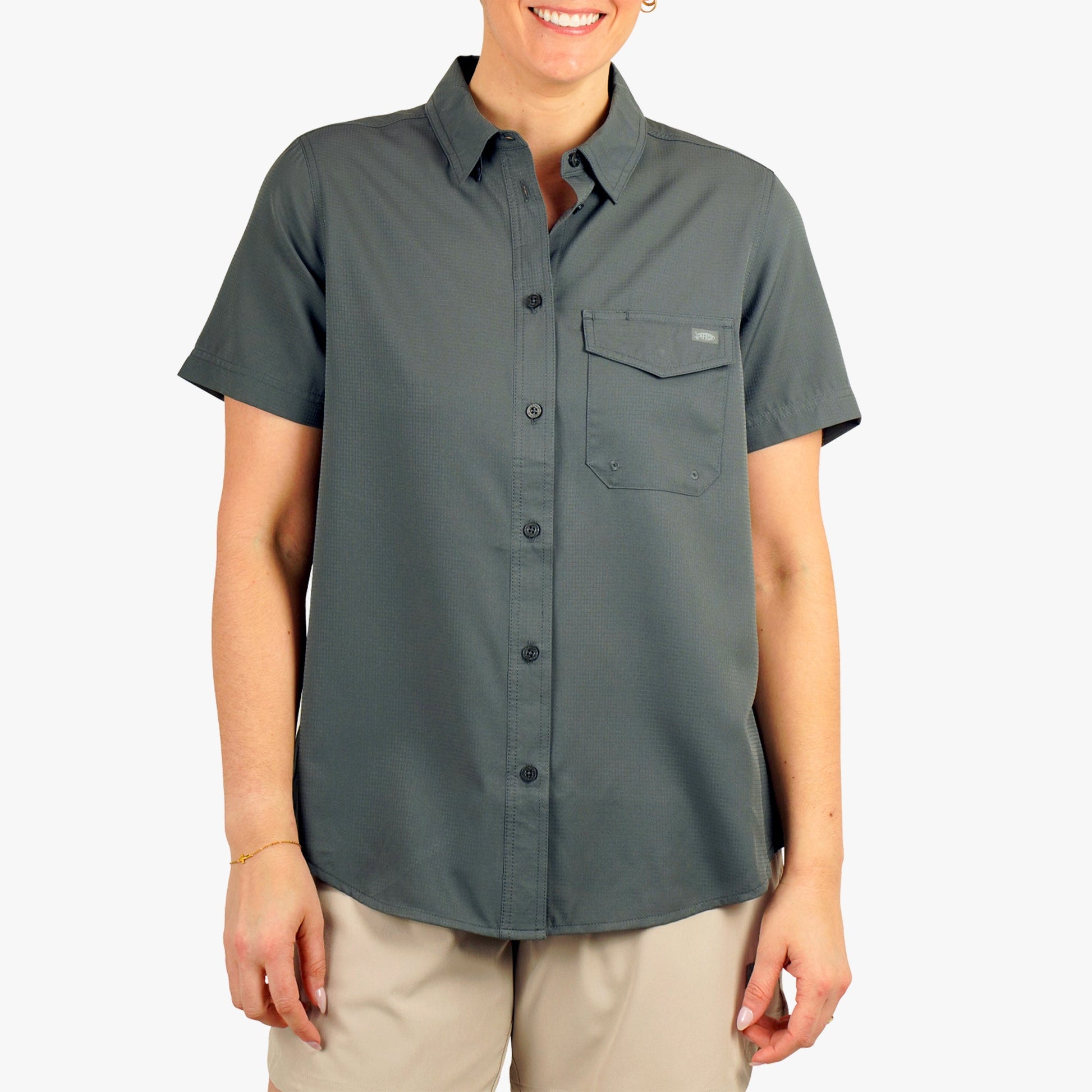AFTCO Women's Palomar Tech SS Wovens Charcoal