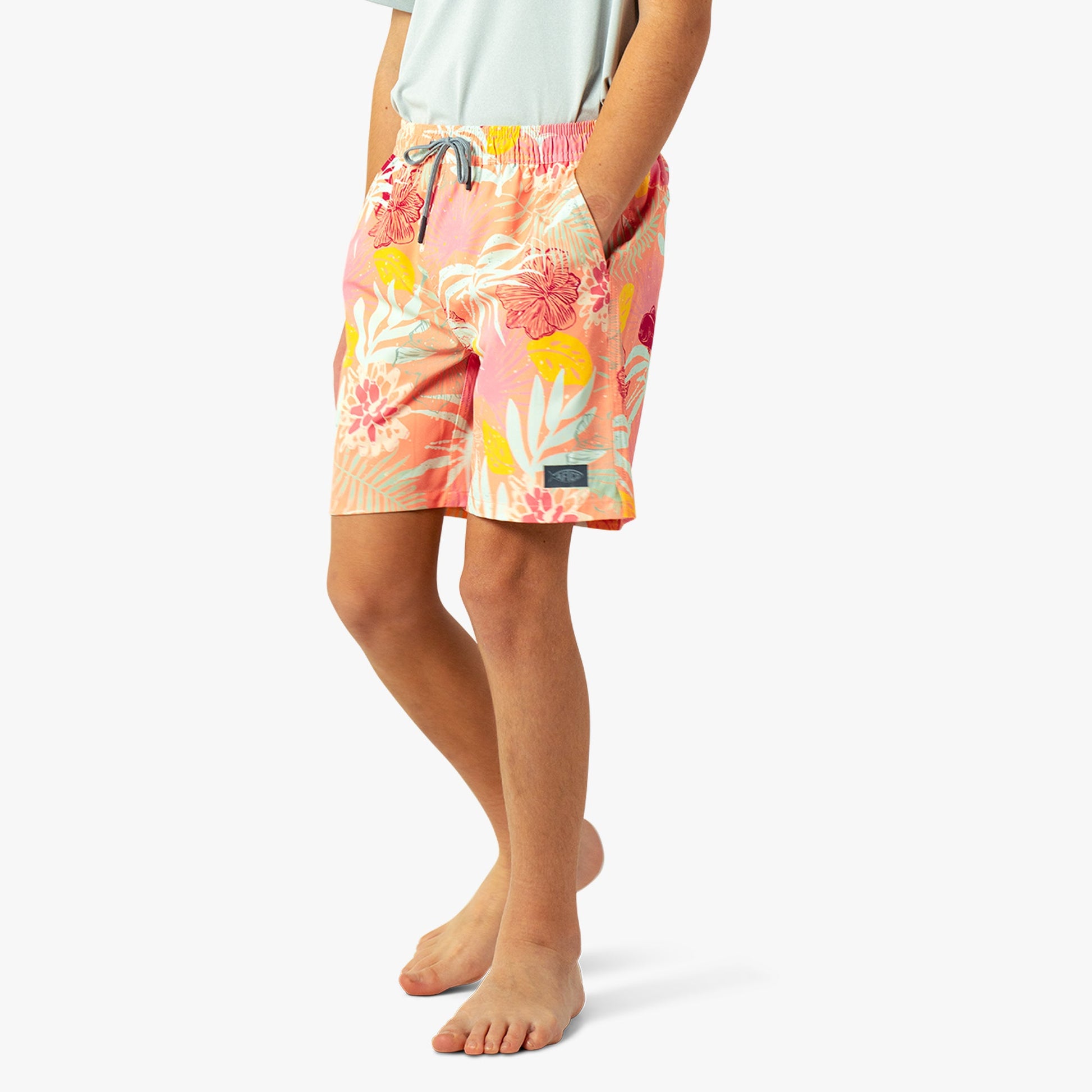 AFTCO Youth Strike Printed Swim Shorts Sunrise