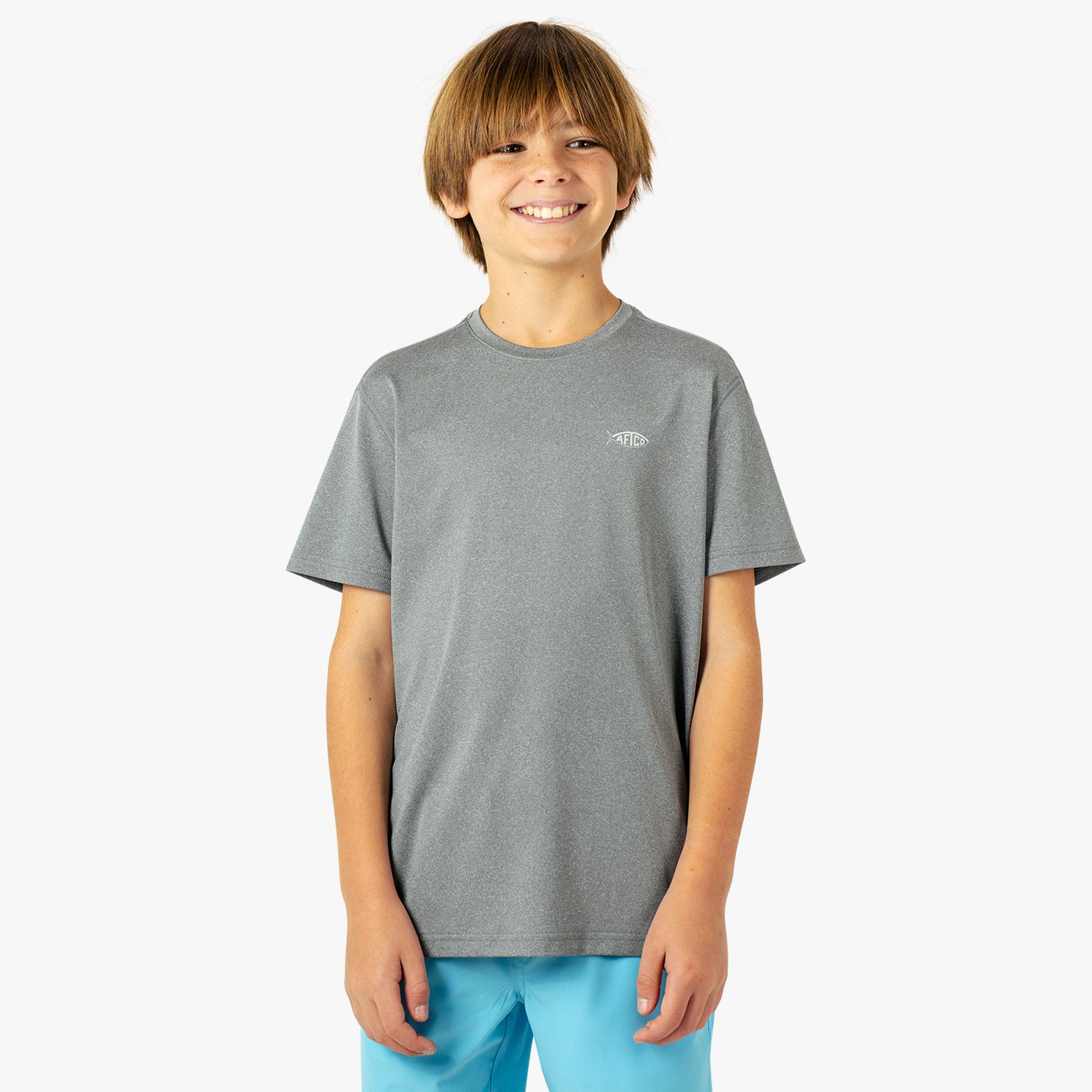 AFTCO Youth Samurai SS Performance Shirt Steel Heather