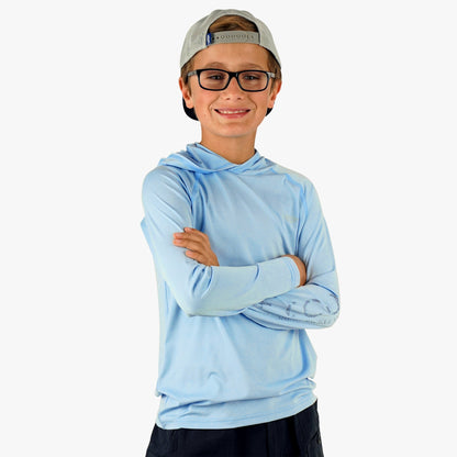 AFTCO Youth Samurai Hood Performance LS Shirt Steel Heather