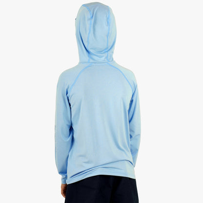 AFTCO Youth Samurai Hood Performance LS Shirt Steel Heather