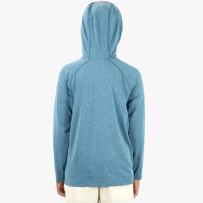 AFTCO Youth Samurai Hood Performance LS Shirt Steel Heather