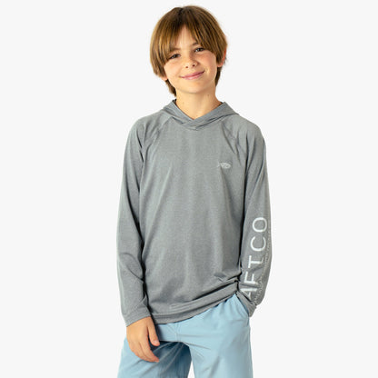 AFTCO Youth Samurai Hood Performance LS Shirt Steel Heather