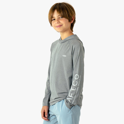 AFTCO Youth Samurai Hood Performance LS Shirt Steel Heather