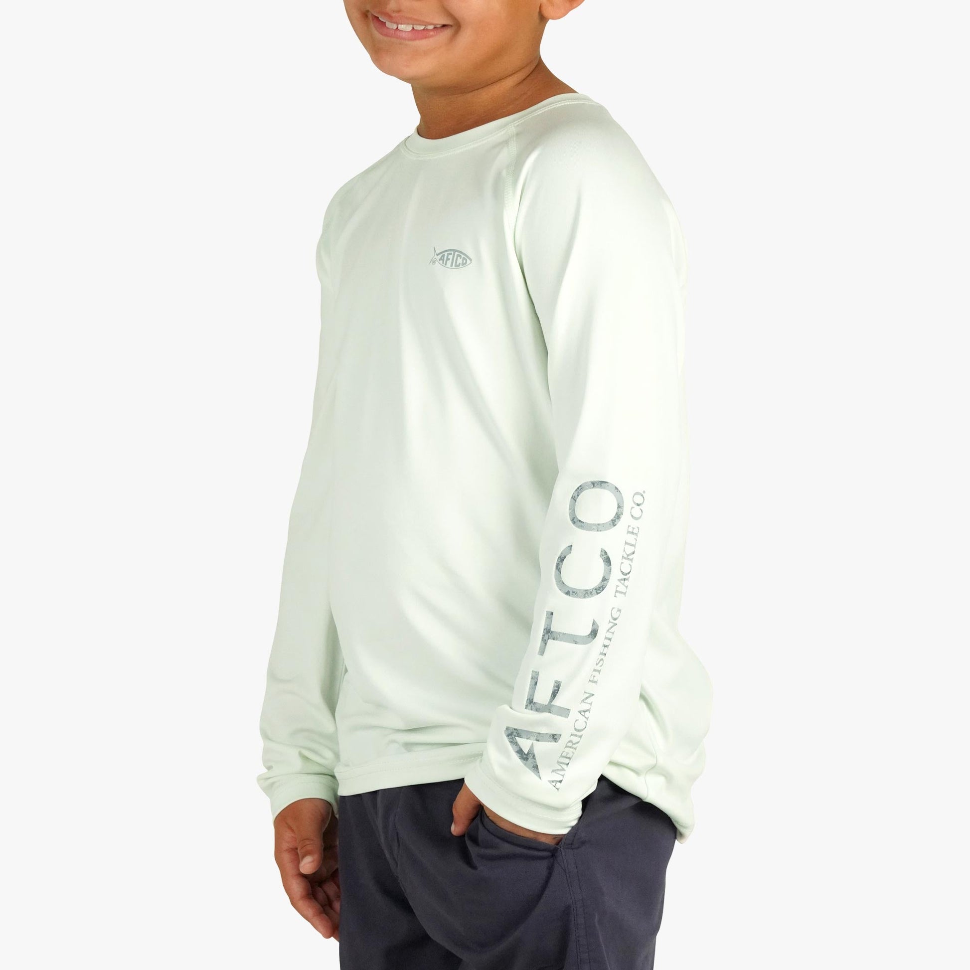 AFTCO Youth Samurai Performance LS Shirt Coral Sands Heather