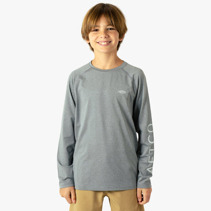 AFTCO Youth Samurai Performance LS Shirt Coral Sands Heather