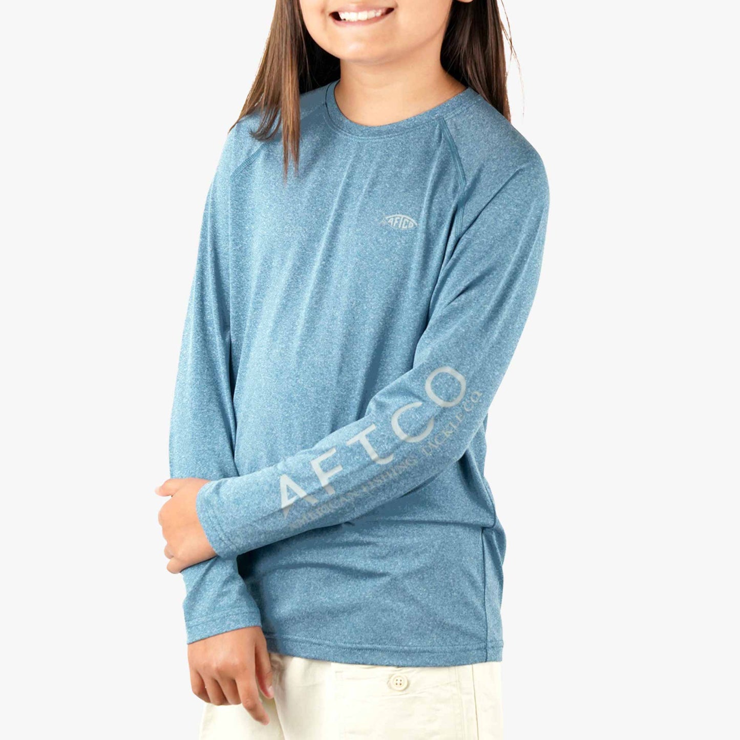 AFTCO Youth Samurai Performance LS Shirt Coral Sands Heather