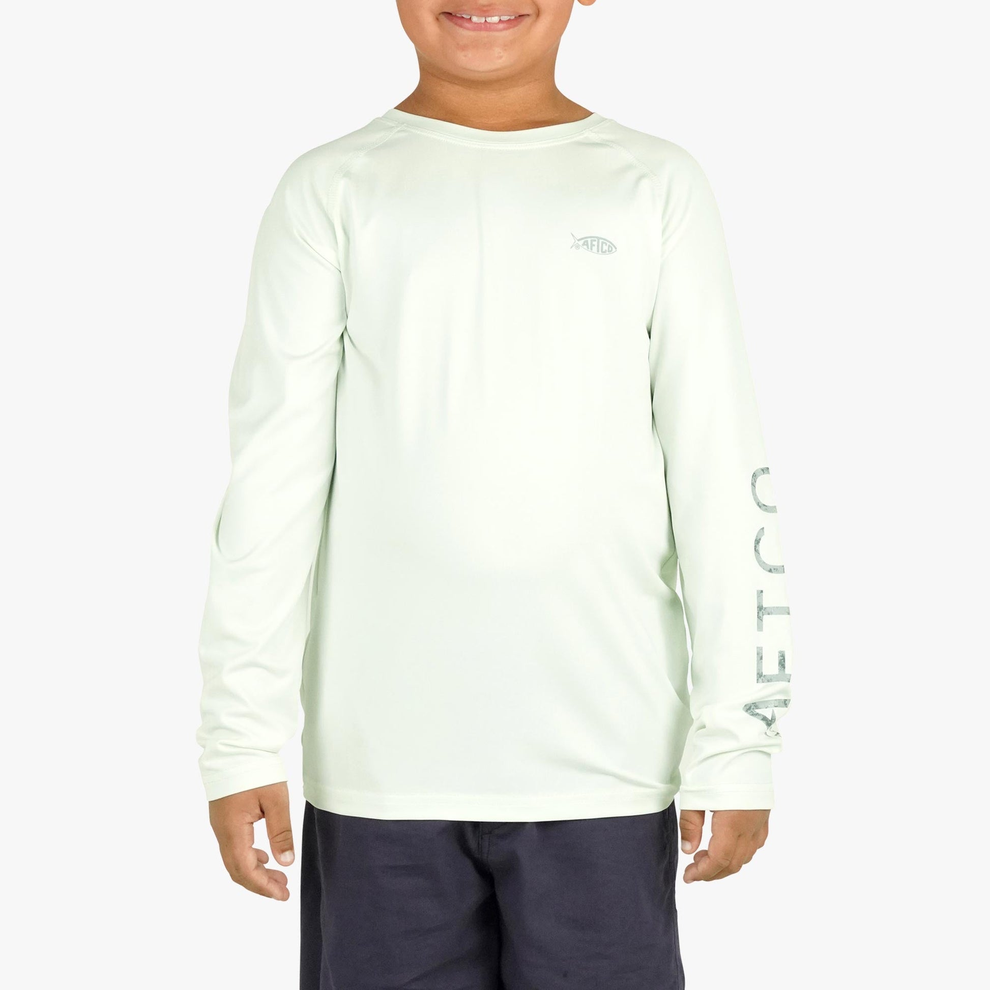 AFTCO Youth Samurai Performance LS Shirt Coral Sands Heather