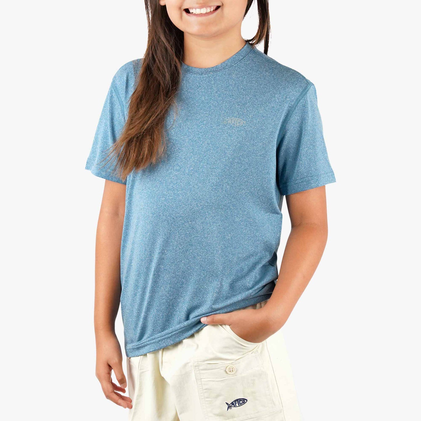 AFTCO Youth Samurai SS Performance Shirt Corsair Heather
