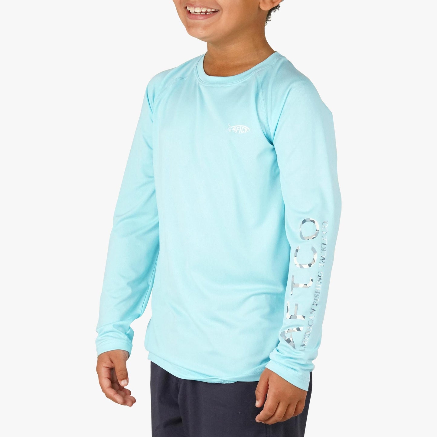AFTCO Youth Samurai Performance LS Shirt Clearwater Heather